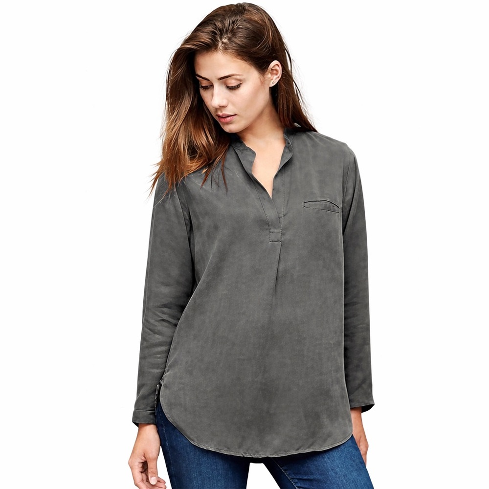 GAP Charcoal Long Sleeve Blouse XS